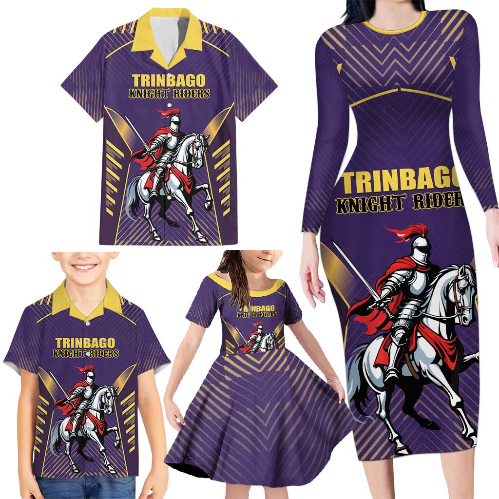 Custom Trinidad and Tobago Cricket Family Matching Long Sleeve Bodycon Dress and Hawaiian Shirt Go Champion Knight Riders - Wonder Print Shop