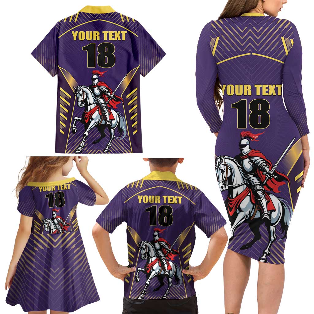 Custom Trinidad and Tobago Cricket Family Matching Long Sleeve Bodycon Dress and Hawaiian Shirt Go Champion Knight Riders - Wonder Print Shop