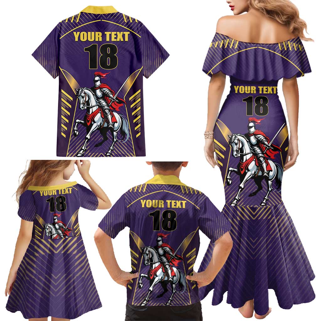 Custom Trinidad and Tobago Cricket Family Matching Mermaid Dress and Hawaiian Shirt Go Champion Knight Riders - Wonder Print Shop