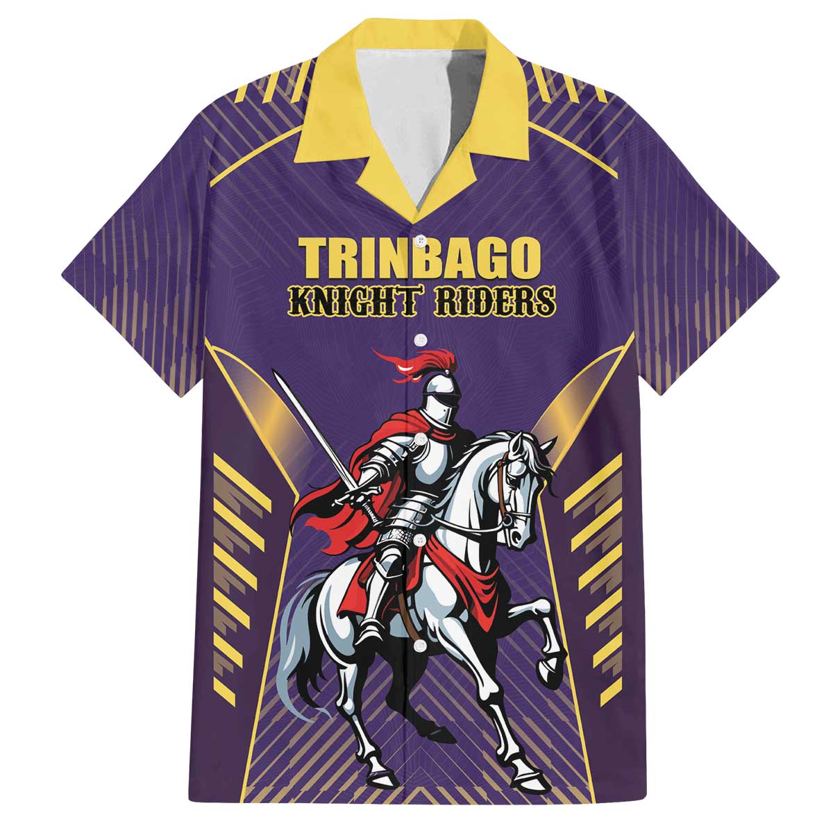 Custom Trinidad and Tobago Cricket Family Matching Off The Shoulder Long Sleeve Dress and Hawaiian Shirt Go Champion Knight Riders - Wonder Print Shop