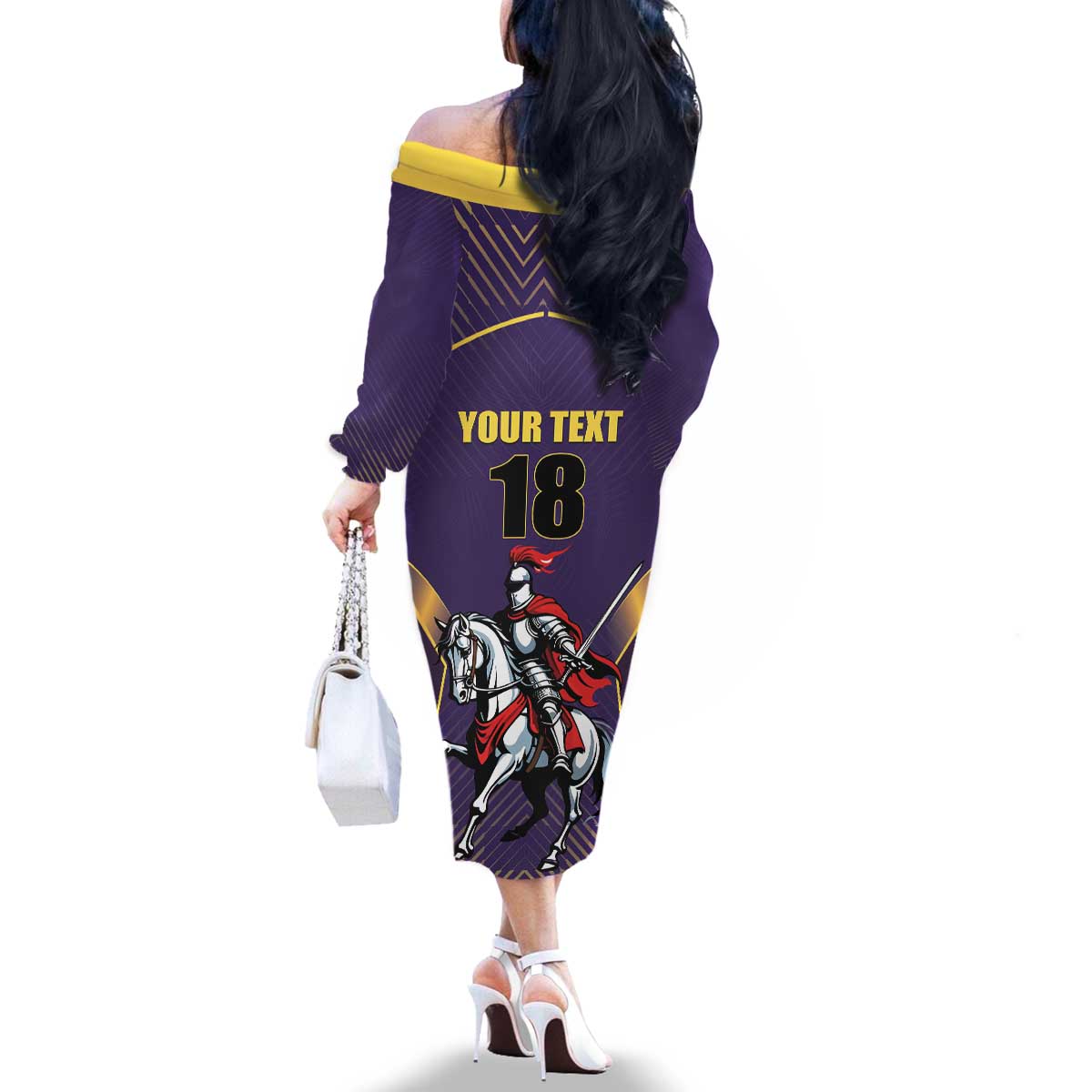 Custom Trinidad and Tobago Cricket Family Matching Off The Shoulder Long Sleeve Dress and Hawaiian Shirt Go Champion Knight Riders - Wonder Print Shop