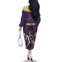 Custom Trinidad and Tobago Cricket Family Matching Off The Shoulder Long Sleeve Dress and Hawaiian Shirt Go Champion Knight Riders - Wonder Print Shop