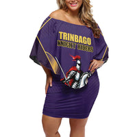 Custom Trinidad and Tobago Cricket Family Matching Off Shoulder Short Dress and Hawaiian Shirt Go Champion Knight Riders - Wonder Print Shop