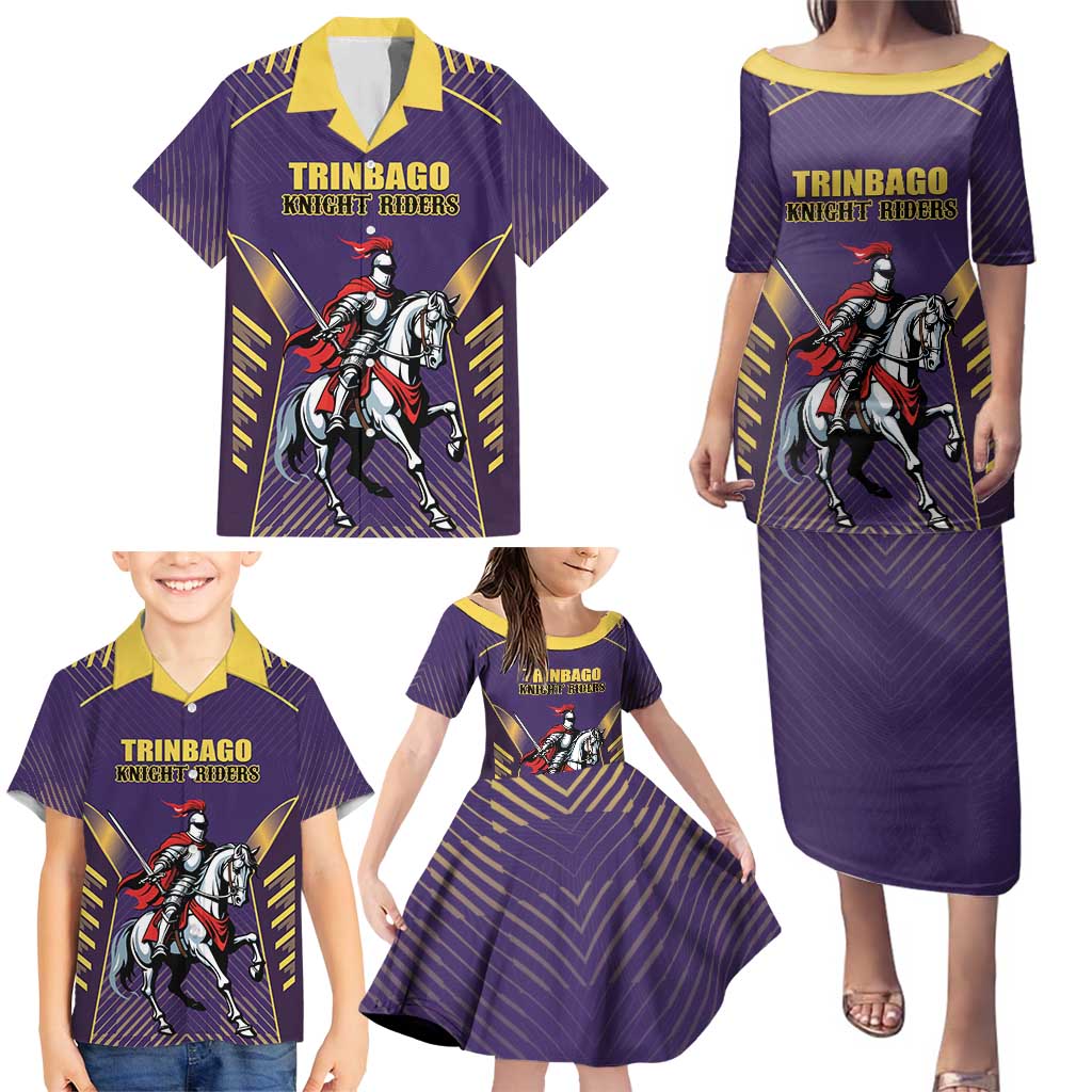 Custom Trinidad and Tobago Cricket Family Matching Puletasi and Hawaiian Shirt Go Champion Knight Riders - Wonder Print Shop