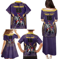 Custom Trinidad and Tobago Cricket Family Matching Puletasi and Hawaiian Shirt Go Champion Knight Riders - Wonder Print Shop