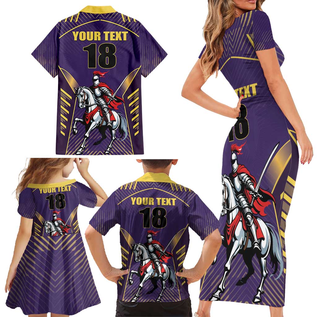 Custom Trinidad and Tobago Cricket Family Matching Short Sleeve Bodycon Dress and Hawaiian Shirt Go Champion Knight Riders - Wonder Print Shop