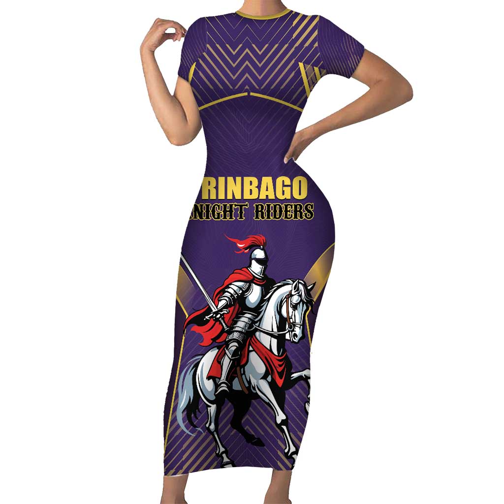 Custom Trinidad and Tobago Cricket Family Matching Short Sleeve Bodycon Dress and Hawaiian Shirt Go Champion Knight Riders - Wonder Print Shop