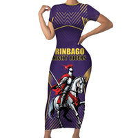 Custom Trinidad and Tobago Cricket Family Matching Short Sleeve Bodycon Dress and Hawaiian Shirt Go Champion Knight Riders - Wonder Print Shop