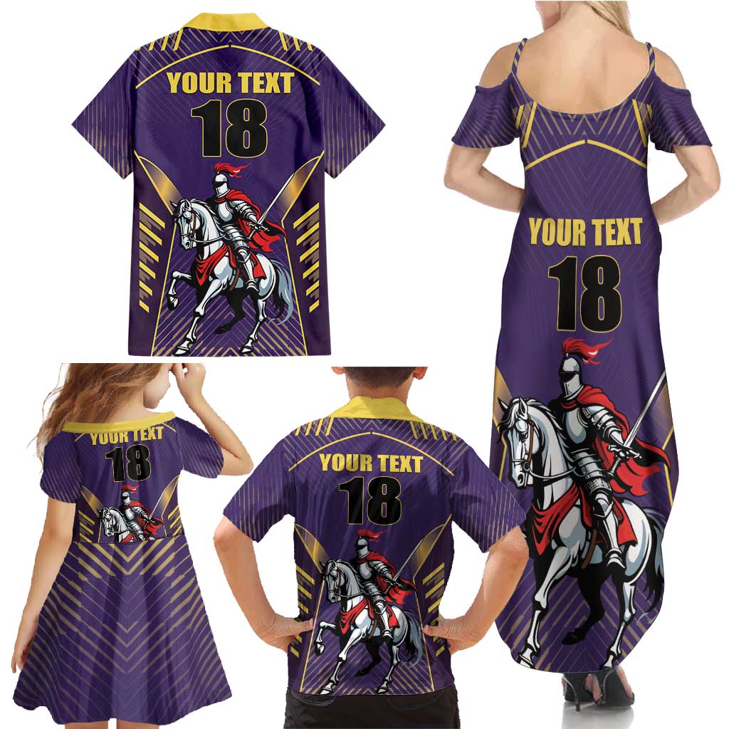Custom Trinidad and Tobago Cricket Family Matching Summer Maxi Dress and Hawaiian Shirt Go Champion Knight Riders - Wonder Print Shop