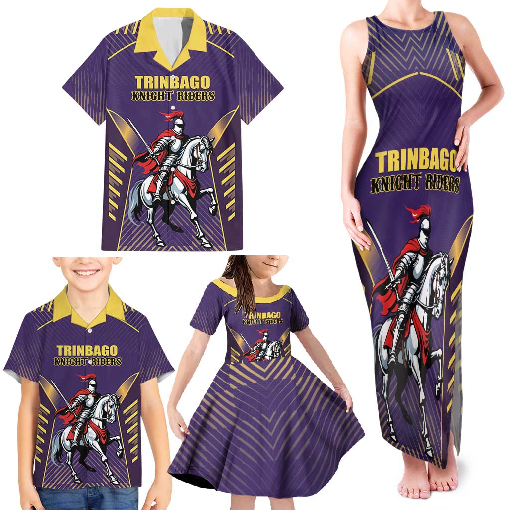 Custom Trinidad and Tobago Cricket Family Matching Tank Maxi Dress and Hawaiian Shirt Go Champion Knight Riders - Wonder Print Shop
