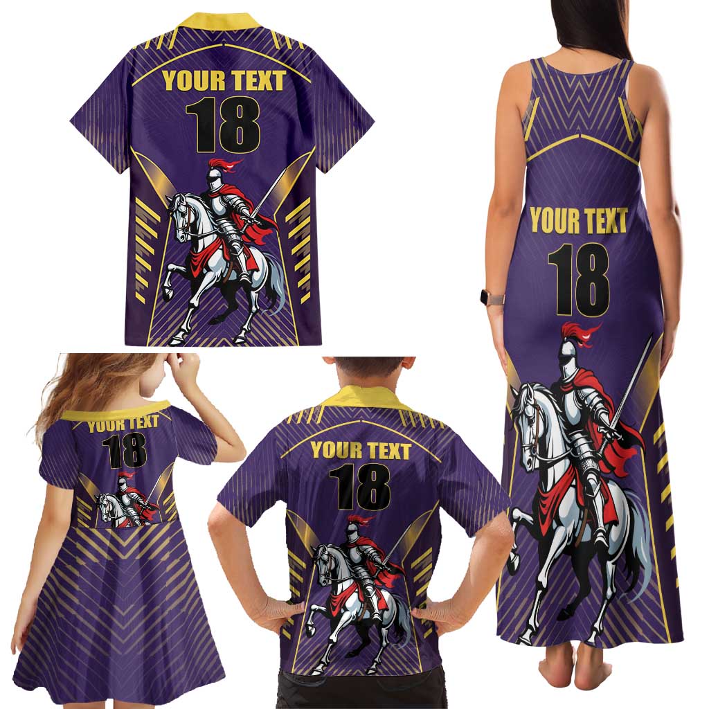 Custom Trinidad and Tobago Cricket Family Matching Tank Maxi Dress and Hawaiian Shirt Go Champion Knight Riders - Wonder Print Shop