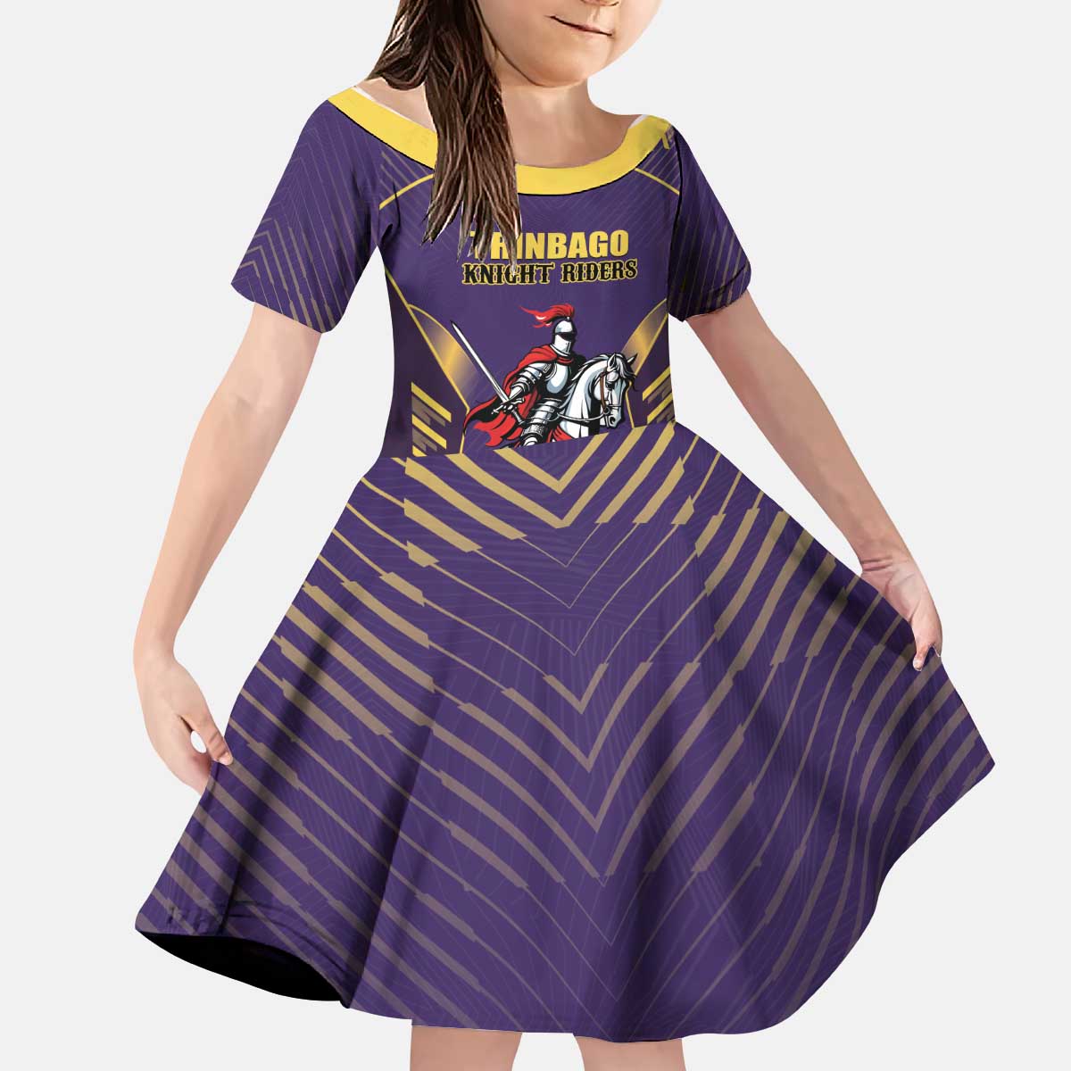 Custom Trinidad and Tobago Cricket Kid Short Sleeve Dress Go Champion Knight Riders - Wonder Print Shop
