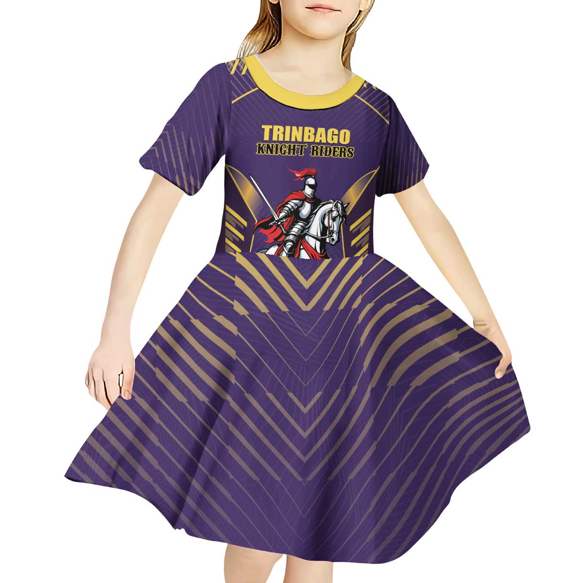 Custom Trinidad and Tobago Cricket Kid Short Sleeve Dress Go Champion Knight Riders - Wonder Print Shop