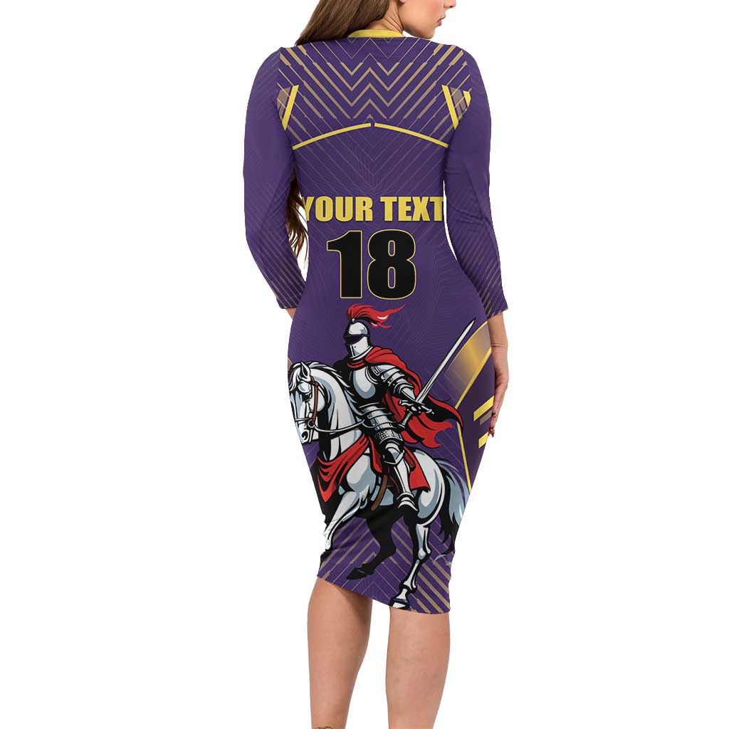 Custom Trinidad and Tobago Cricket Long Sleeve Bodycon Dress Go Champion Knight Riders - Wonder Print Shop