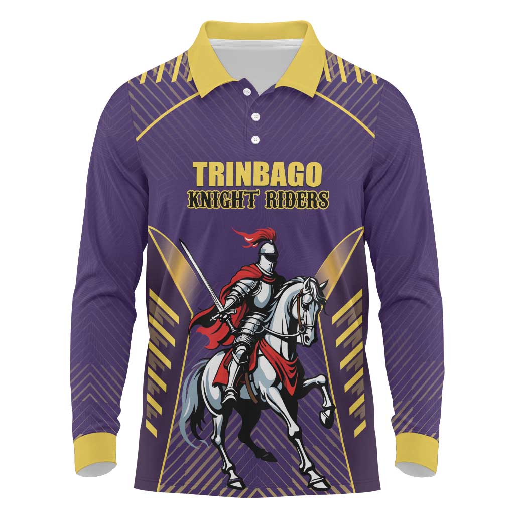Custom Trinidad and Tobago Cricket Long Sleeve Polo Shirt Go Champion Knight Riders - Wonder Print Shop