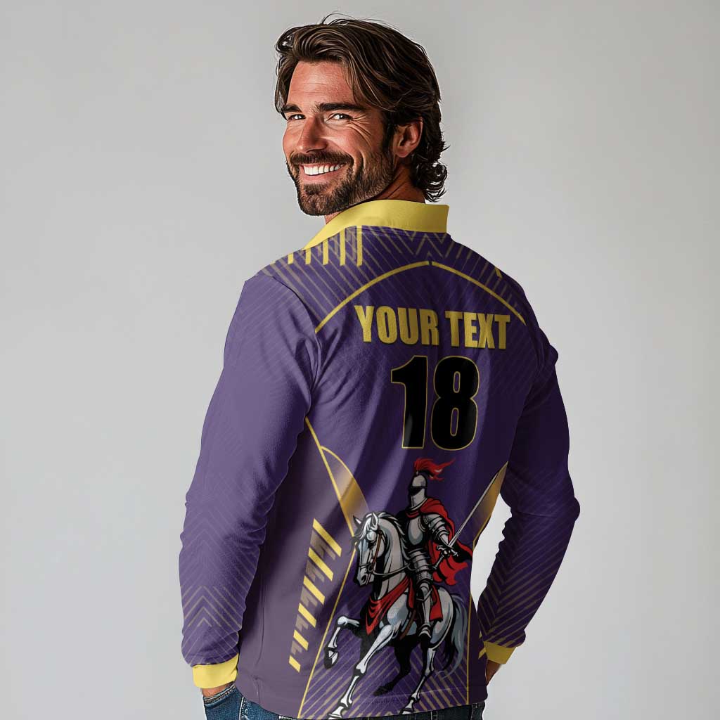 Custom Trinidad and Tobago Cricket Long Sleeve Polo Shirt Go Champion Knight Riders - Wonder Print Shop