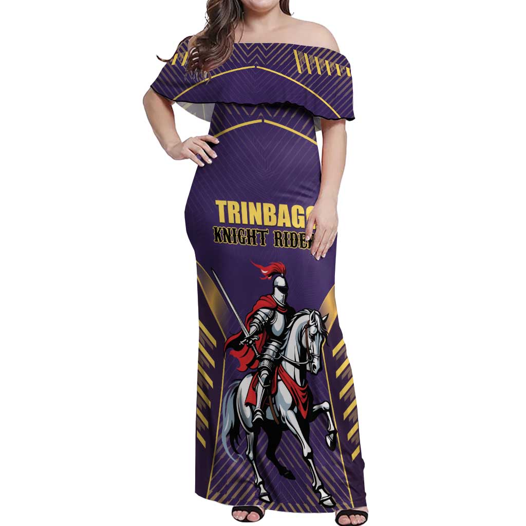Custom Trinidad and Tobago Cricket Off Shoulder Maxi Dress Go Champion Knight Riders - Wonder Print Shop
