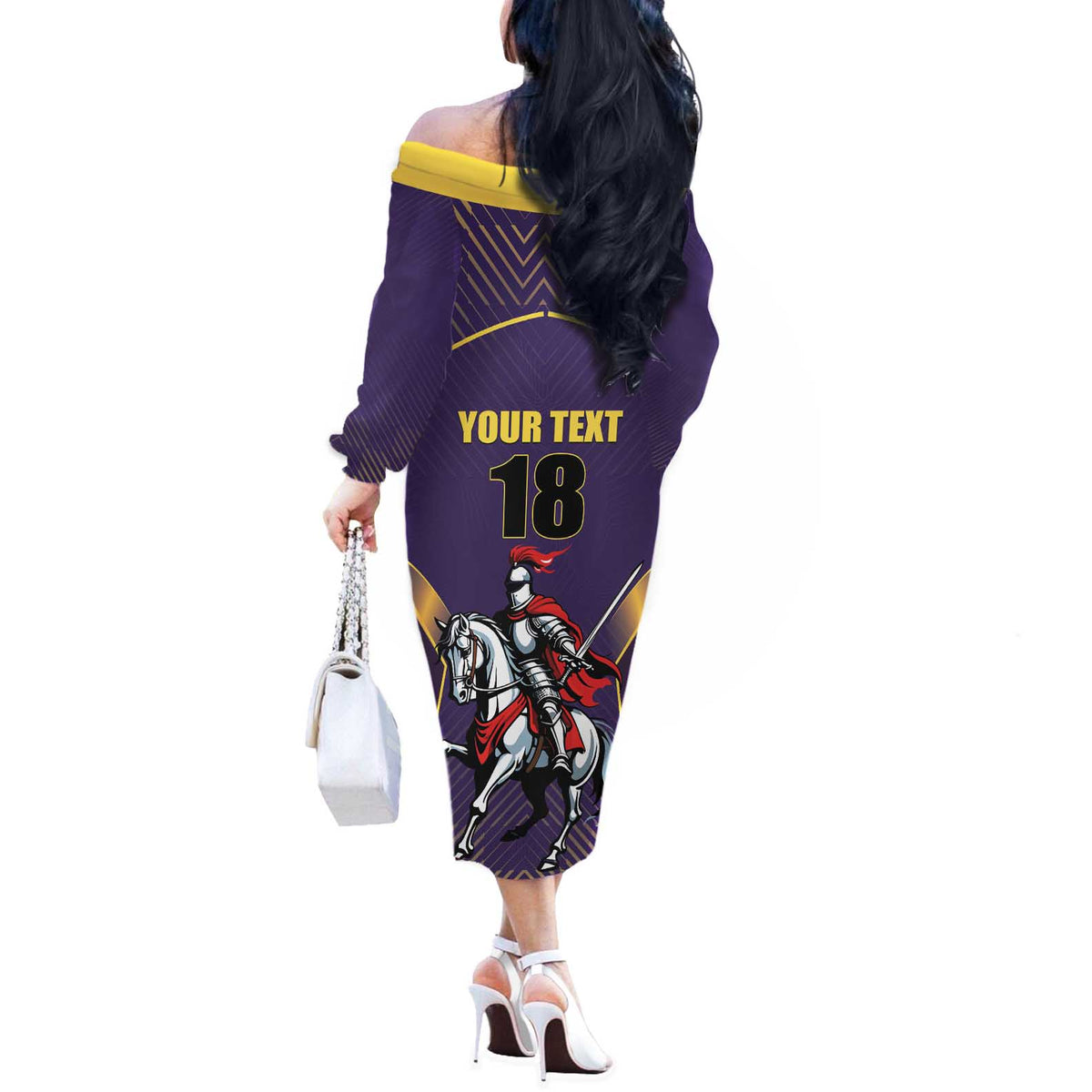 Custom Trinidad and Tobago Cricket Off The Shoulder Long Sleeve Dress Go Champion Knight Riders - Wonder Print Shop