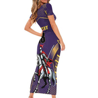 Custom Trinidad and Tobago Cricket Short Sleeve Bodycon Dress Go Champion Knight Riders - Wonder Print Shop
