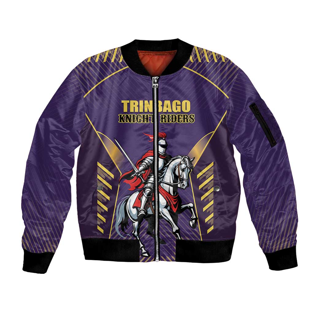 Custom Trinidad and Tobago Cricket Sleeve Zip Bomber Jacket Go Champion Knight Riders - Wonder Print Shop