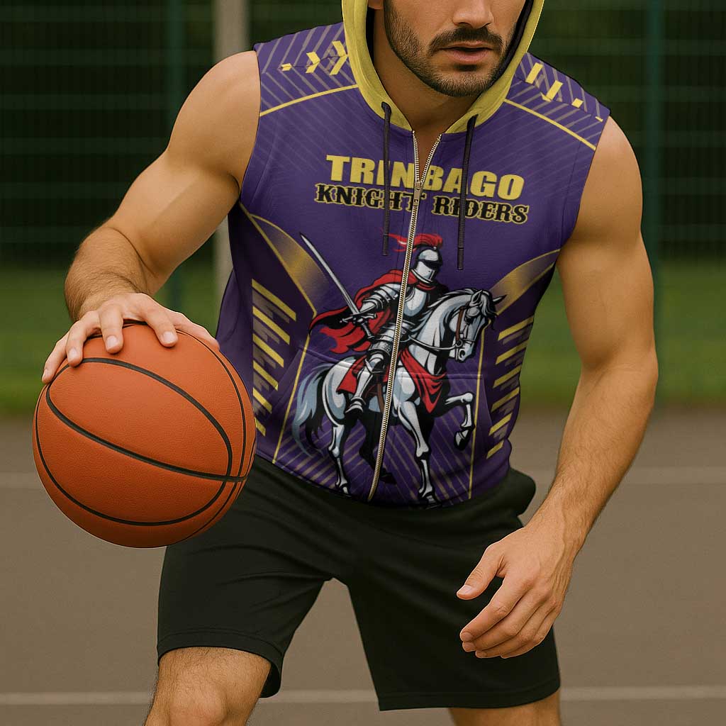 Custom Trinidad and Tobago Cricket Sleeveless Zip Hoodie Go Champion Knight Riders - Wonder Print Shop