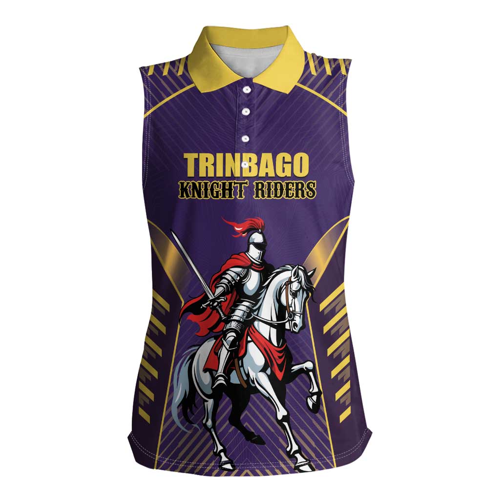 Custom Trinidad and Tobago Cricket Women Sleeveless Polo Shirt Go Champion Knight Riders - Wonder Print Shop