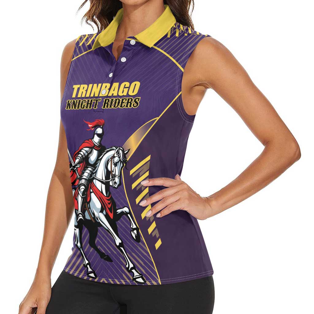 Custom Trinidad and Tobago Cricket Women Sleeveless Polo Shirt Go Champion Knight Riders - Wonder Print Shop