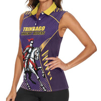 Custom Trinidad and Tobago Cricket Women Sleeveless Polo Shirt Go Champion Knight Riders - Wonder Print Shop