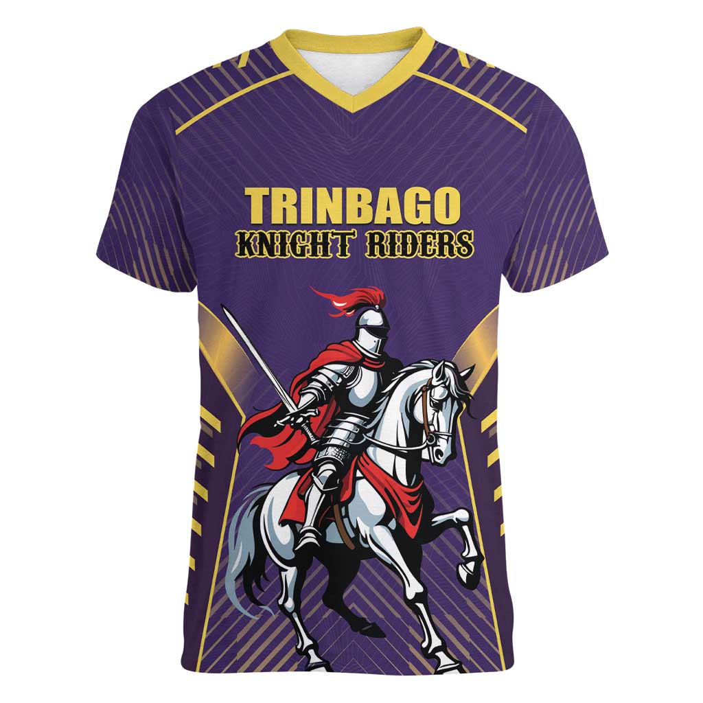 Custom Trinidad and Tobago Cricket Women V-Neck T-Shirt Go Champion Knight Riders - Wonder Print Shop