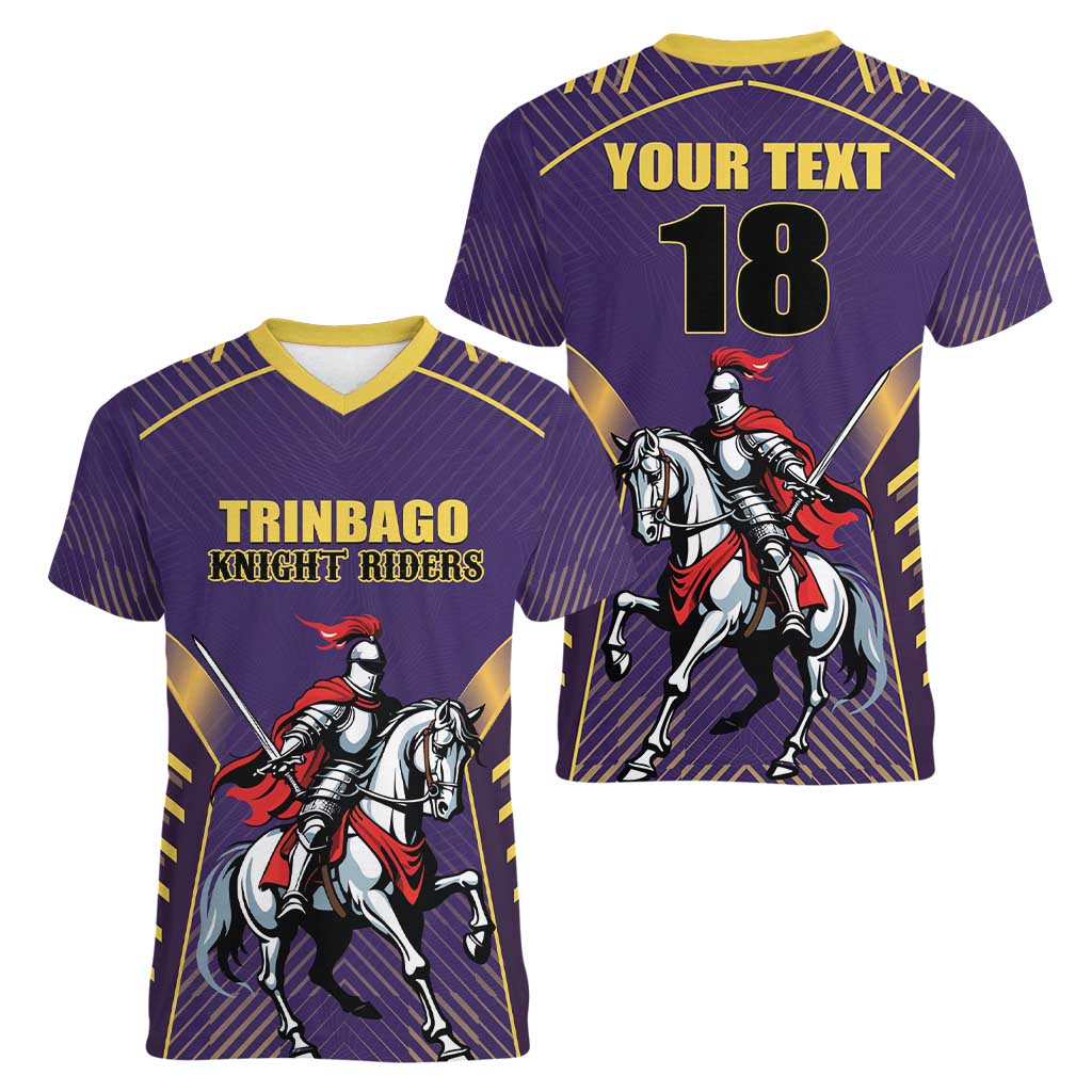 Custom Trinidad and Tobago Cricket Women V-Neck T-Shirt Go Champion Knight Riders - Wonder Print Shop