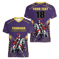 Custom Trinidad and Tobago Cricket Women V-Neck T-Shirt Go Champion Knight Riders - Wonder Print Shop