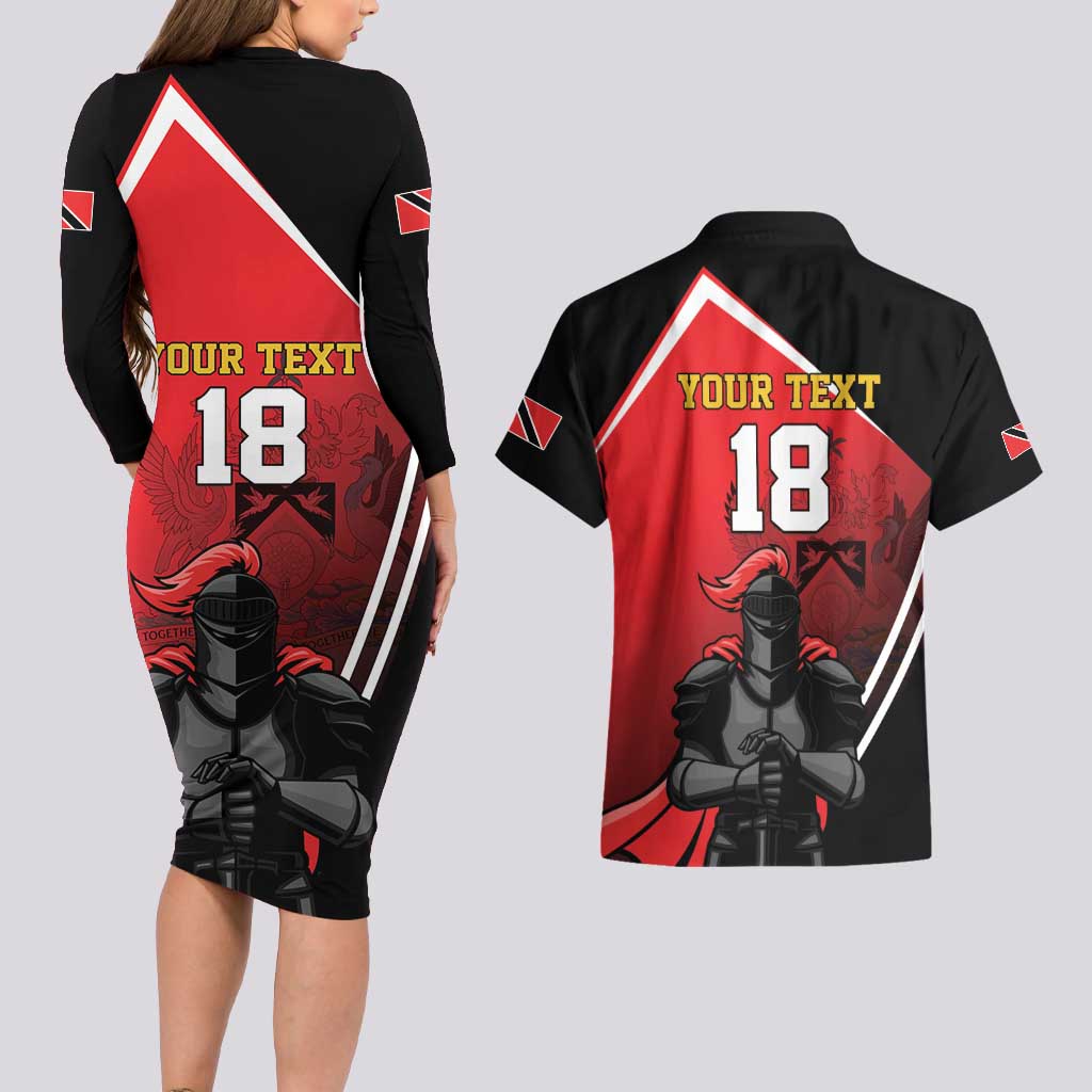 Custom Trinidad and Tobago Cricket Knight Riders Couples Matching Long Sleeve Bodycon Dress and Hawaiian Shirt Go Champion - Wonder Print Shop