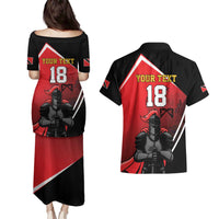 Custom Trinidad and Tobago Cricket Knight Riders Couples Matching Puletasi and Hawaiian Shirt Go Champion - Wonder Print Shop