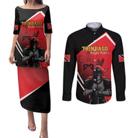 Custom Trinidad and Tobago Cricket Knight Riders Couples Matching Puletasi and Long Sleeve Button Shirt Go Champion - Wonder Print Shop