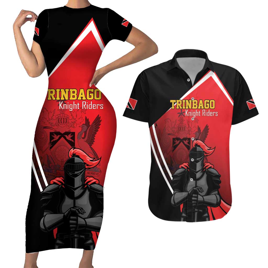 Custom Trinidad and Tobago Cricket Knight Riders Couples Matching Short Sleeve Bodycon Dress and Hawaiian Shirt Go Champion - Wonder Print Shop