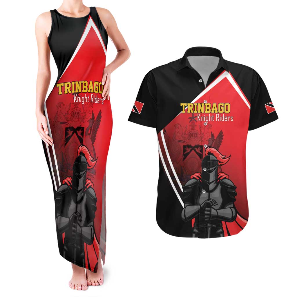 Custom Trinidad and Tobago Cricket Knight Riders Couples Matching Tank Maxi Dress and Hawaiian Shirt Go Champion - Wonder Print Shop