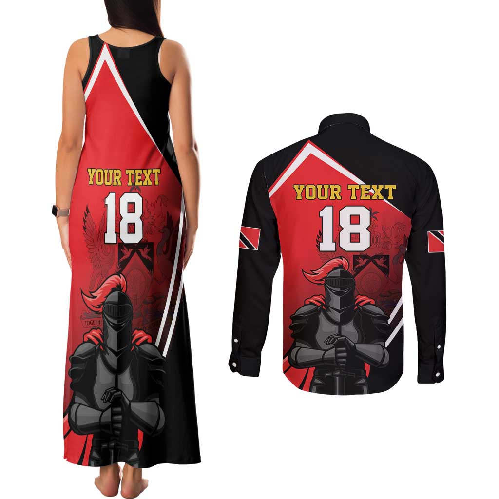 Custom Trinidad and Tobago Cricket Knight Riders Couples Matching Tank Maxi Dress and Long Sleeve Button Shirt Go Champion - Wonder Print Shop