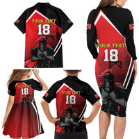 Custom Trinidad and Tobago Cricket Knight Riders Family Matching Long Sleeve Bodycon Dress and Hawaiian Shirt Go Champion - Wonder Print Shop