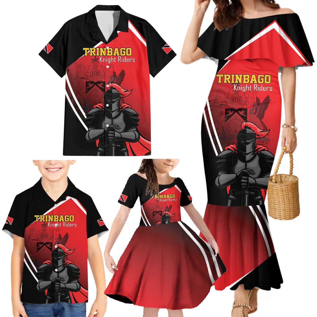 Custom Trinidad and Tobago Cricket Knight Riders Family Matching Mermaid Dress and Hawaiian Shirt Go Champion - Wonder Print Shop