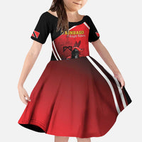 Custom Trinidad and Tobago Cricket Knight Riders Family Matching Off The Shoulder Long Sleeve Dress and Hawaiian Shirt Go Champion - Wonder Print Shop