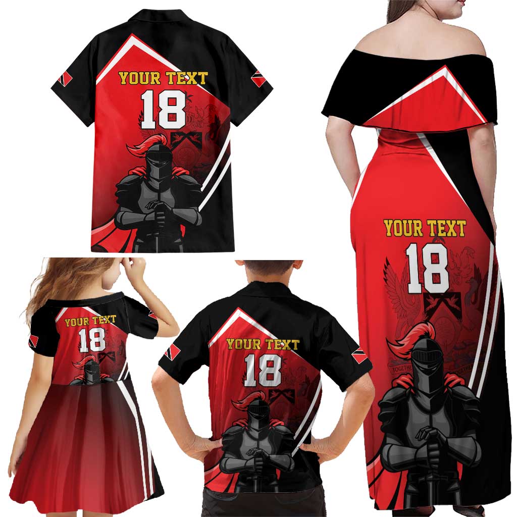 Custom Trinidad and Tobago Cricket Knight Riders Family Matching Off Shoulder Maxi Dress and Hawaiian Shirt Go Champion - Wonder Print Shop