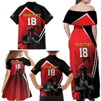 Custom Trinidad and Tobago Cricket Knight Riders Family Matching Off Shoulder Maxi Dress and Hawaiian Shirt Go Champion - Wonder Print Shop
