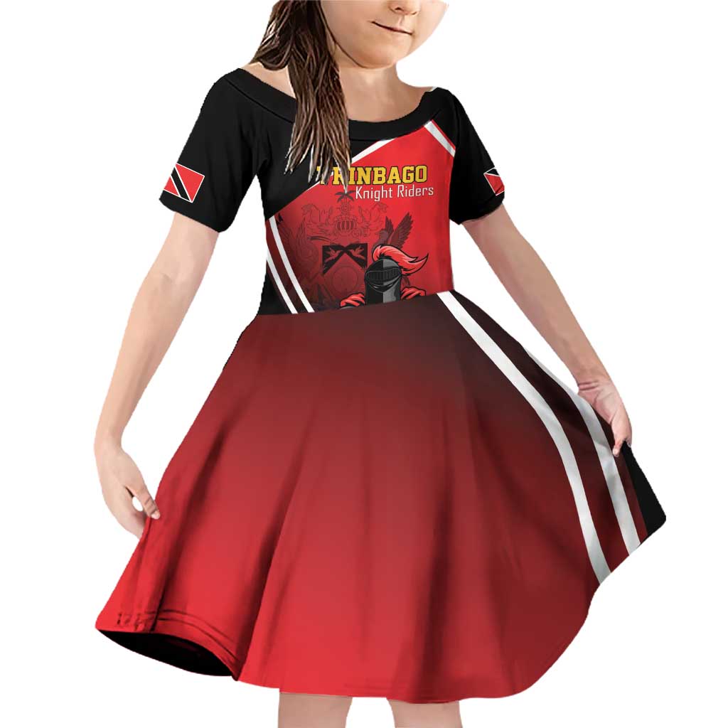 Custom Trinidad and Tobago Cricket Knight Riders Family Matching Off Shoulder Short Dress and Hawaiian Shirt Go Champion - Wonder Print Shop