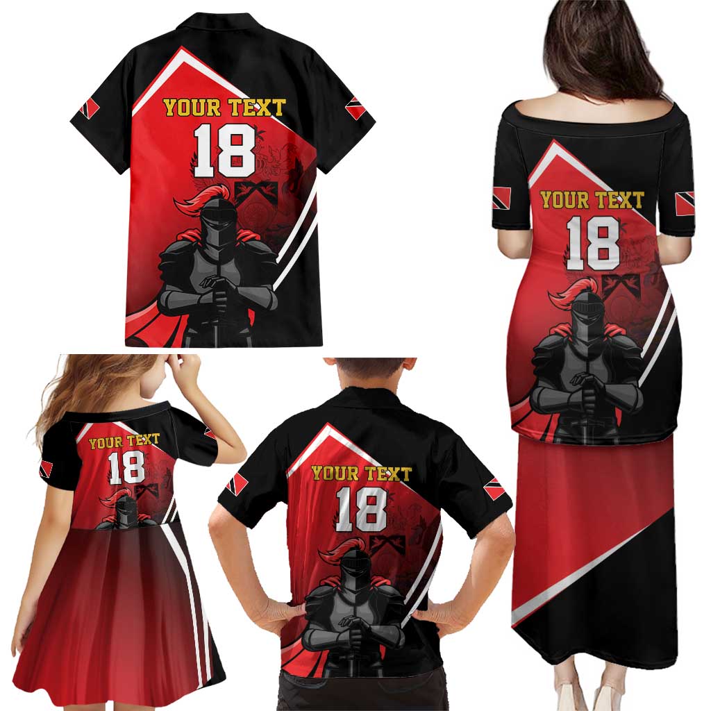 Custom Trinidad and Tobago Cricket Knight Riders Family Matching Puletasi and Hawaiian Shirt Go Champion - Wonder Print Shop