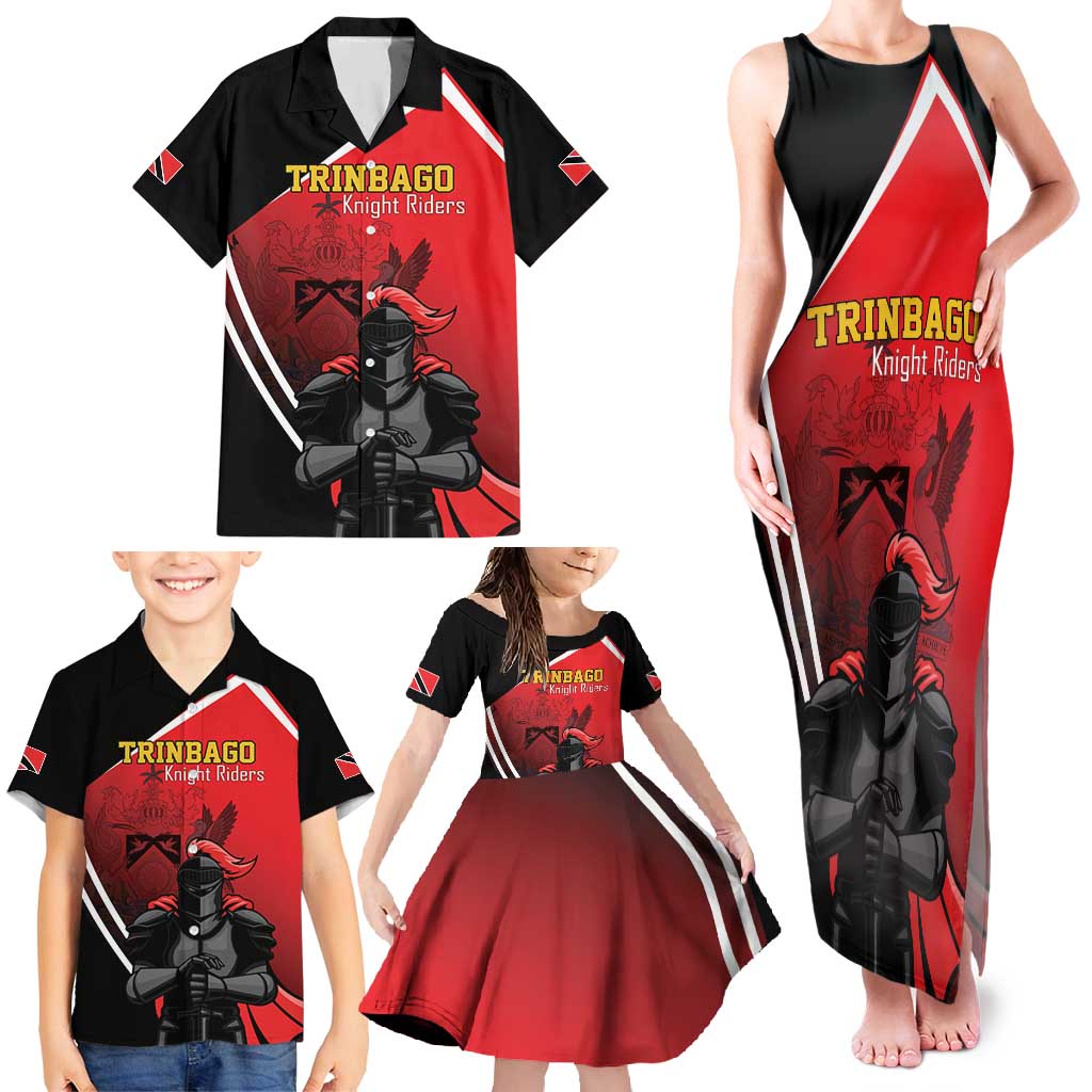 Custom Trinidad and Tobago Cricket Knight Riders Family Matching Tank Maxi Dress and Hawaiian Shirt Go Champion - Wonder Print Shop
