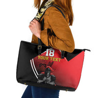 Custom Trinidad and Tobago Cricket Knight Riders Leather Tote Bag Go Champion - Wonder Print Shop