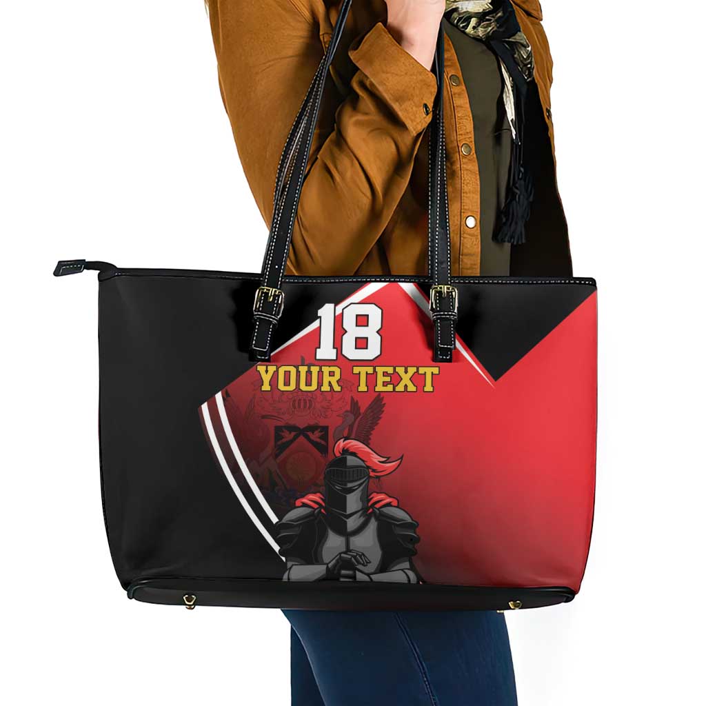 Custom Trinidad and Tobago Cricket Knight Riders Leather Tote Bag Go Champion - Wonder Print Shop