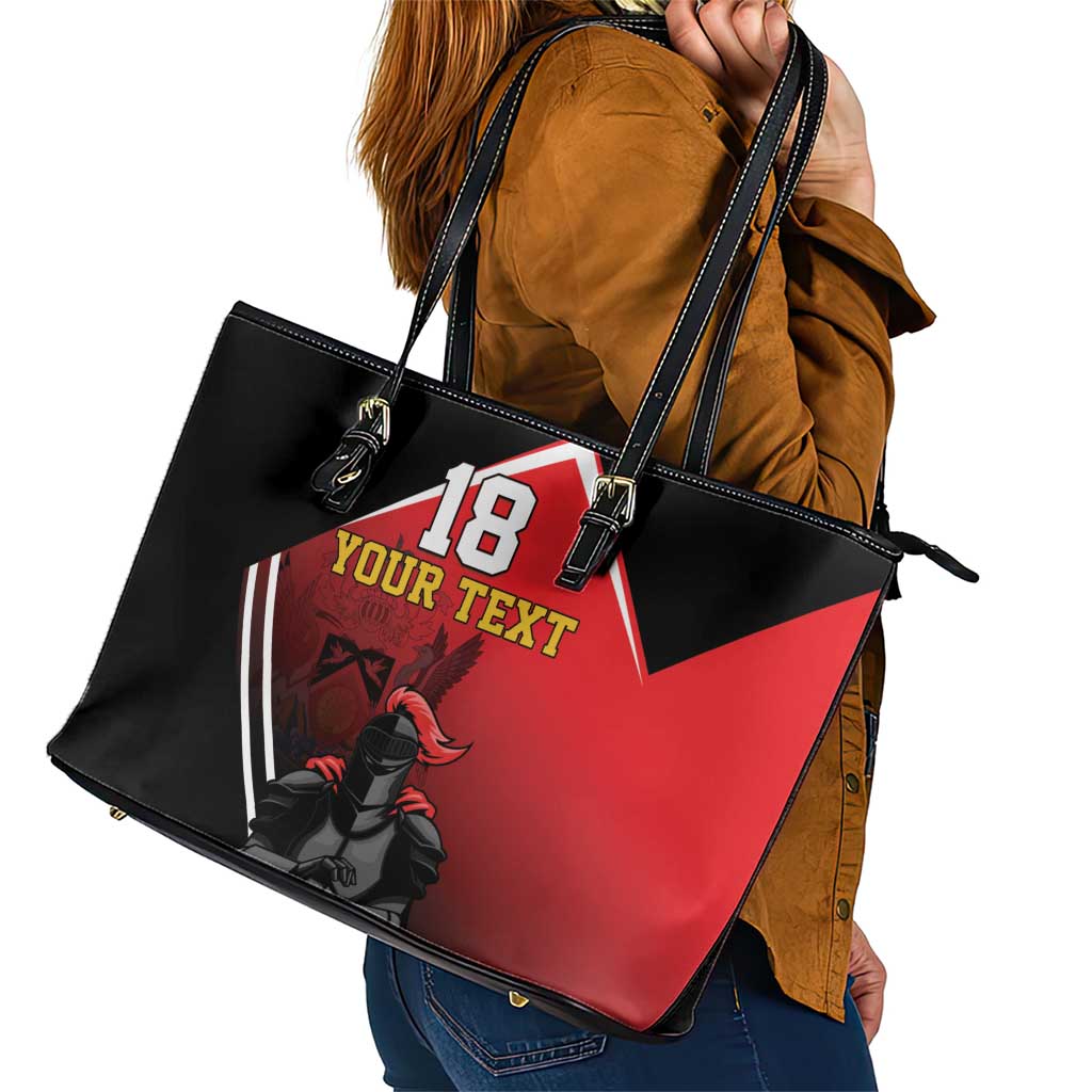 Custom Trinidad and Tobago Cricket Knight Riders Leather Tote Bag Go Champion - Wonder Print Shop