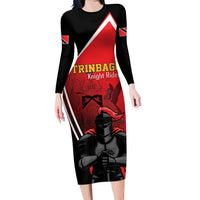 Custom Trinidad and Tobago Cricket Knight Riders Long Sleeve Bodycon Dress Go Champion - Wonder Print Shop