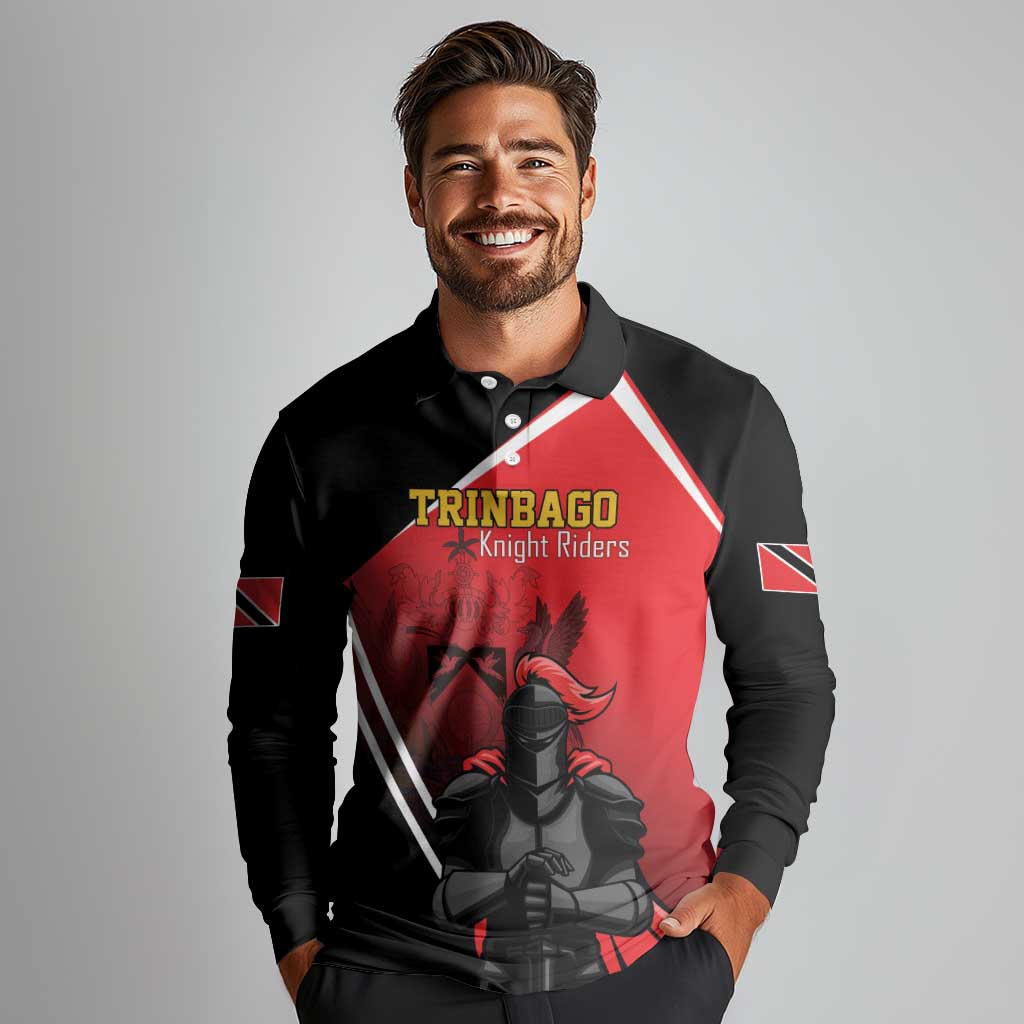 Custom Trinidad and Tobago Cricket Knight Riders Long Sleeve Polo Shirt Go Champion - Wonder Print Shop